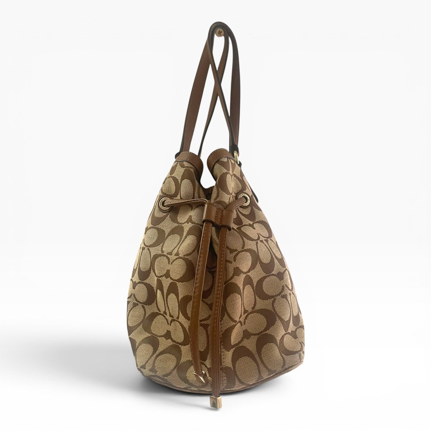 Coach Signature Stripe Drawstring Carryall