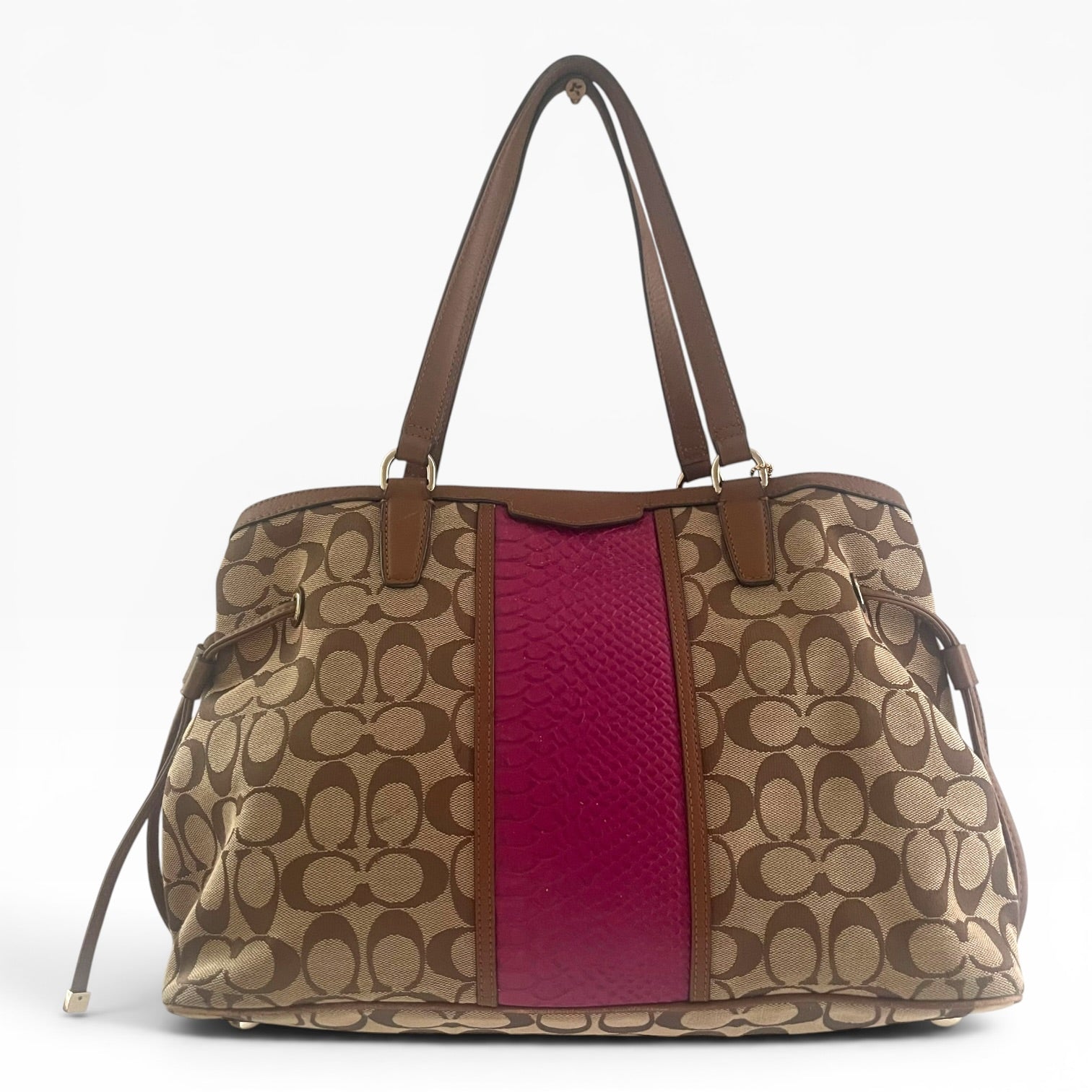 Coach Signature Stripe Drawstring Carryall