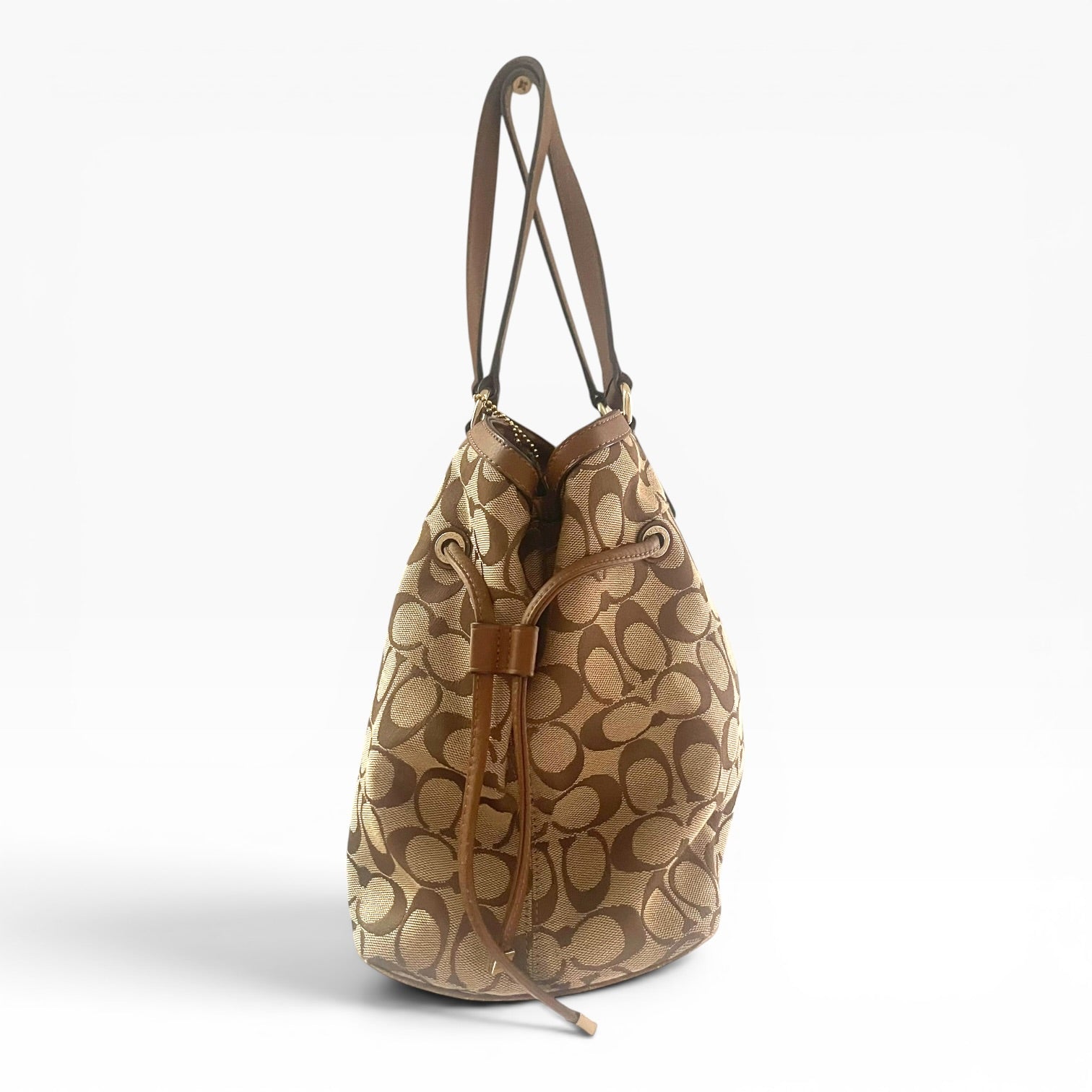 Coach Signature Stripe Drawstring Carryall