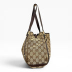 Túi đeo vai The Vintage Mansion Gucci GG canvas họa tiết monogram màu be phối chi tiết da nâu sang trọng